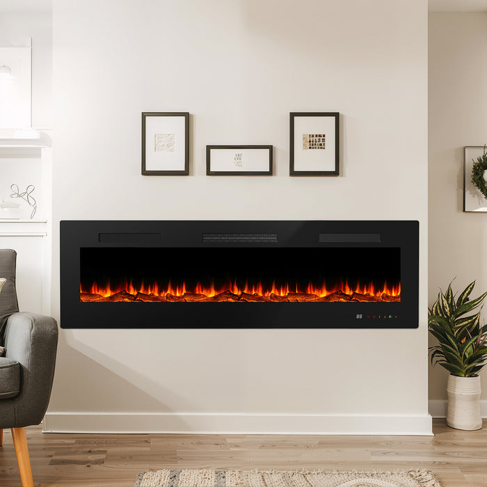 Simenmax 50 inch Electric Fireplace, Recessed Wall Mounted Electric Fireplace inserts,Ultra Thin Adjustable Flame Colors Fireplace with Touch Screen and Remote Control