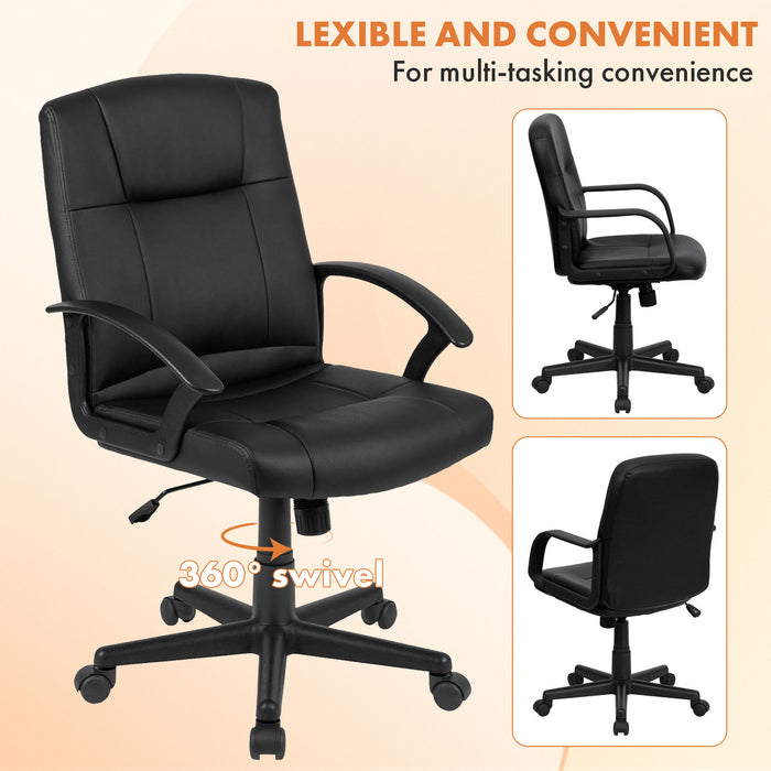 Bigleap Office Chair Leather Boss Chair Ergonomic Computer Gaming Chair With High Back Executive Swivel Chair With Arm Rest and Height Adjustment