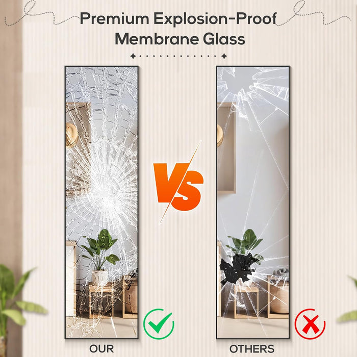 16"x59" Mirror Full Length, Body Wall Mirrors with Shatter-Proof Glass, Floor Standing, Hanging or Leaning, Tall Mirror with Stand Aluminum Alloy Frame for Bedroom Cloakroom