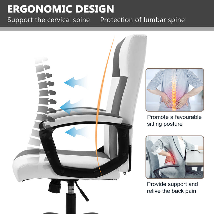Office Chair, High Back Ergonomic Computer Chair for Big and Tall People, Adjustable Home Office Study Chair with Armrests and Rolling Wheels