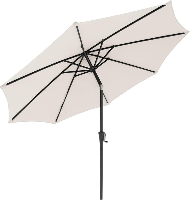 Dozzle 9 ft Patio Umbrella with Tilt & Crank, 8-Rib Outdoor Market Umbrella for Table, White
