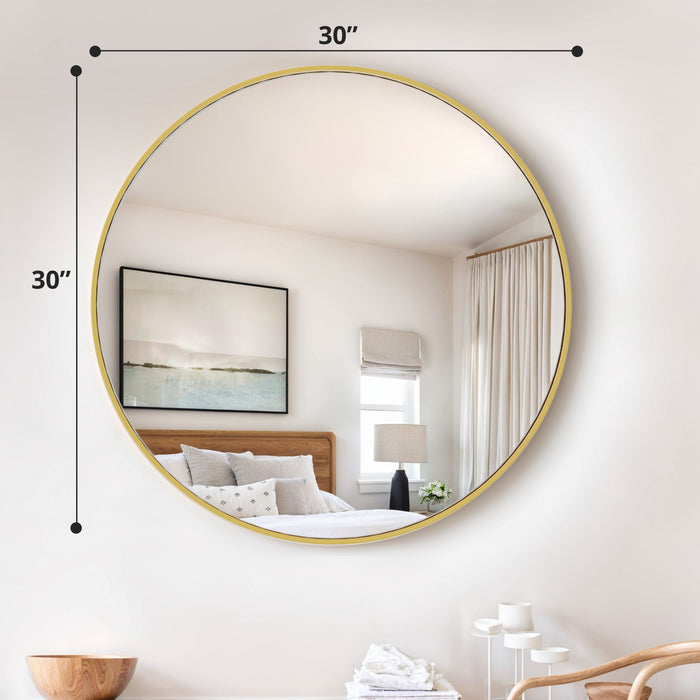 Simenmax Round Wall Mirror 24 Inch, Bathroom Mirrors for Over Sink, Circle Mirror for Bathroom, Entryway, Bedroom, Vanity