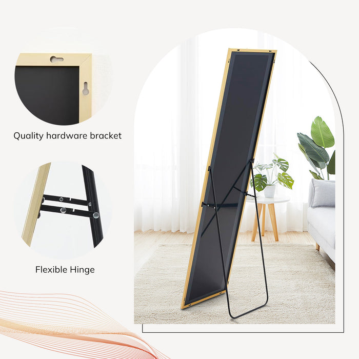 SIMENMAX Full Length Mirror, Full Body Mirror Floor Mirror Standing Hanging or Leaning Wall, Wall Mirror with Stand Aluminum Alloy Thin Frame for Bedroom Cloakroom