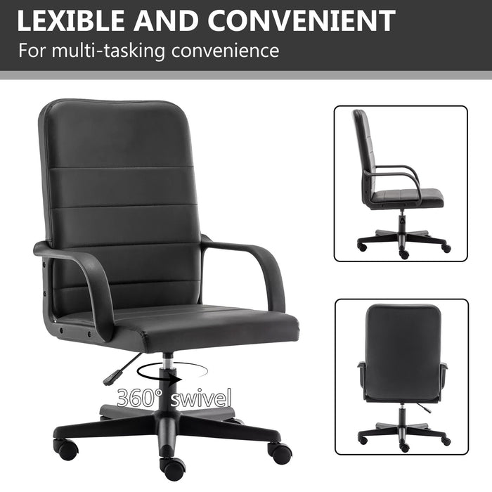 Office Chair, High Back Ergonomic Computer Desk Chair with Arms, Height Adjustable Rolling Swivel Leather Chair for Home Study Working