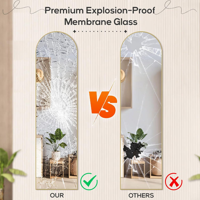 16"x59" Arched Mirror Full Length, Body Wall Mirrors with Shatter-Proof Glass, Floor Standing, Hanging or Leaning, Tall Arch Mirror with Stand Aluminum Alloy Frame for Bedroom Cloakroom