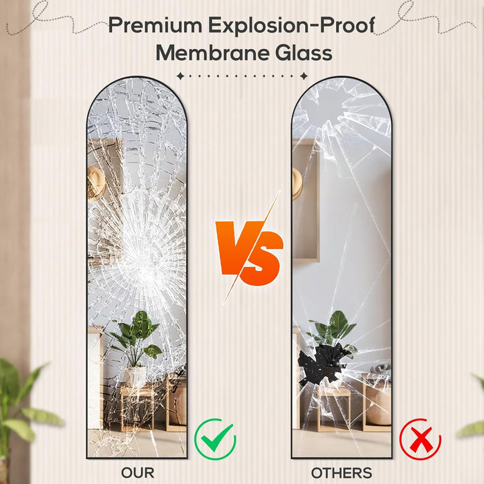 16"x59" Arched Mirror Full Length, Body Wall Mirrors with Shatter-Proof Glass, Floor Standing, Hanging or Leaning, Tall Arch Mirror with Stand Aluminum Alloy Frame for Bedroom Cloakroom