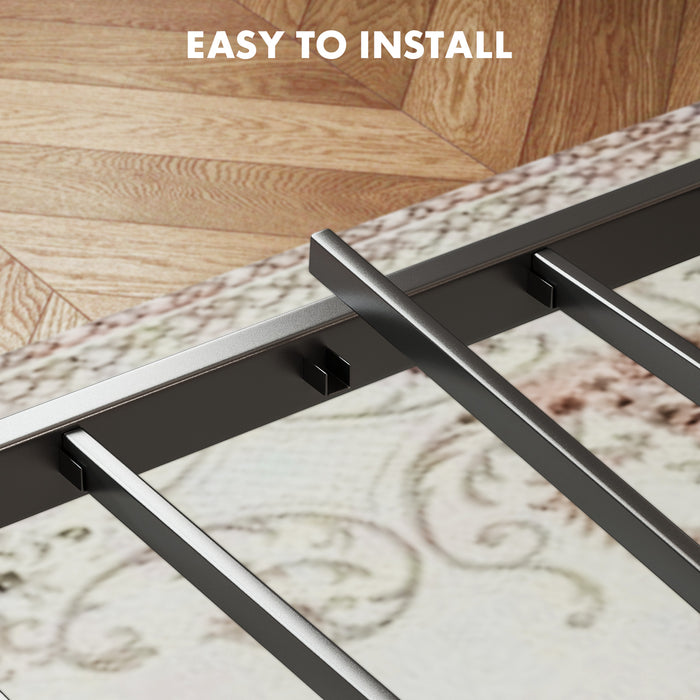 Sybels Queen Bed Frame: No Box Spring Needed, Ample Under-Bed Storage & All-Metal Support in a Rust Brown Finish，800LBS