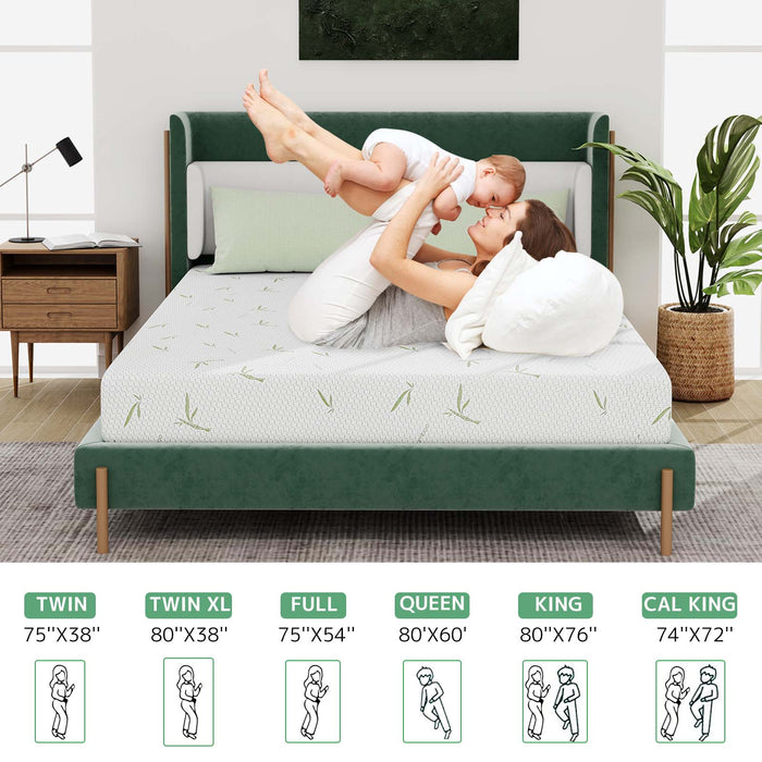 8'' Twin Size Memory Foam Mattress with Bamboo Pattern Cover Breathable Bed Mattress in a Box