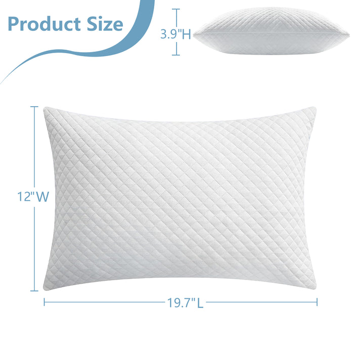 2 Pack Small Shredded Memory Foam Pillows, 9.7" x 12" x 3.9" – Soft, Supportive, and Breathable Travel and Children Pillows
