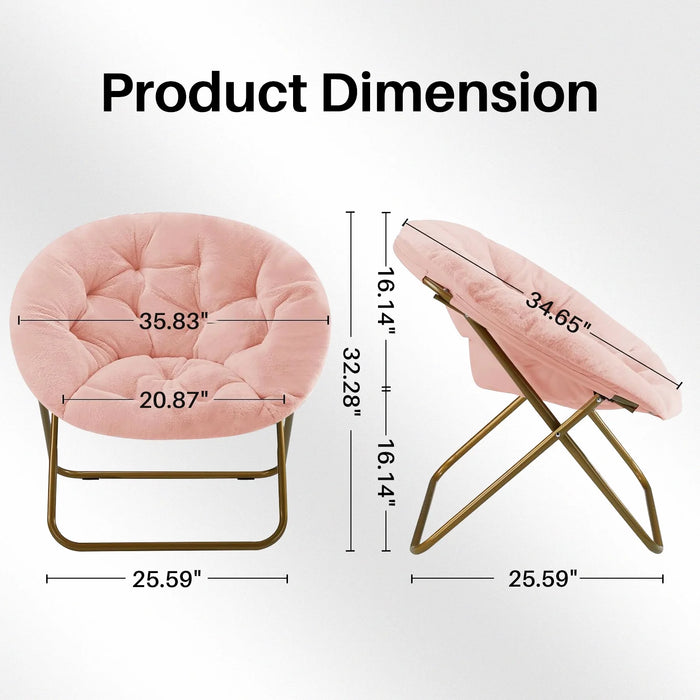 Beddle Saucer Chair for Adults Faux Fur Folding Bedroom Chairs