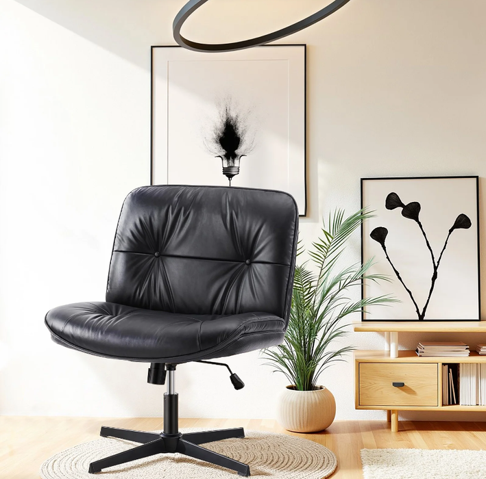 TINKLE WELL Criss Cross Legged Chair with Fixed Base , 360° Adjustable Swivel Chair for Office, Bedroom, Study, Living room, Dressing table, and Dorm