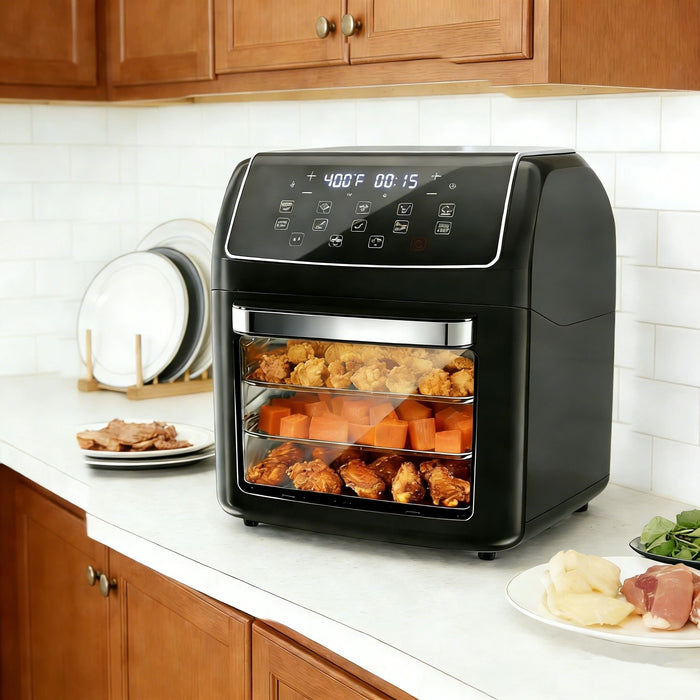 Sybels Air Fryer with Viewing Window, 6-Quart 12-in-1 Multi-Function Appliance for Air Frying, Roasting, Baking & Dehydrating,