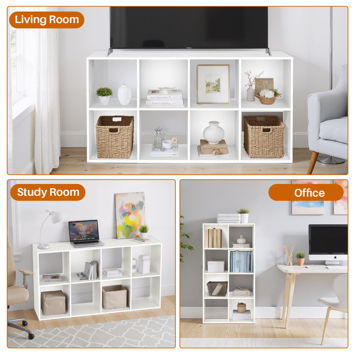 Simenmax 8 Cube Storage Organizer, Bookshelf with 4 Removable Back Panels for Living Room, Bedroom, Home Office, White