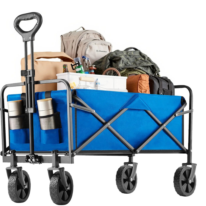 Beddle Foldable Cargo Wagon with All-Terrain Wheels, Portable Shopping Wagon Large Capacity Utility Cart, Heavy Duty Collapsible for Sand, Beach, Gardening