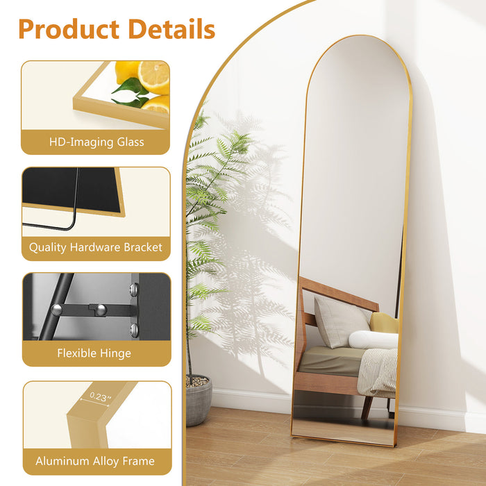 Simenmax Arched Full Length Mirror, Full Body Floor Mirror with Stand,Gold, 59"x16"