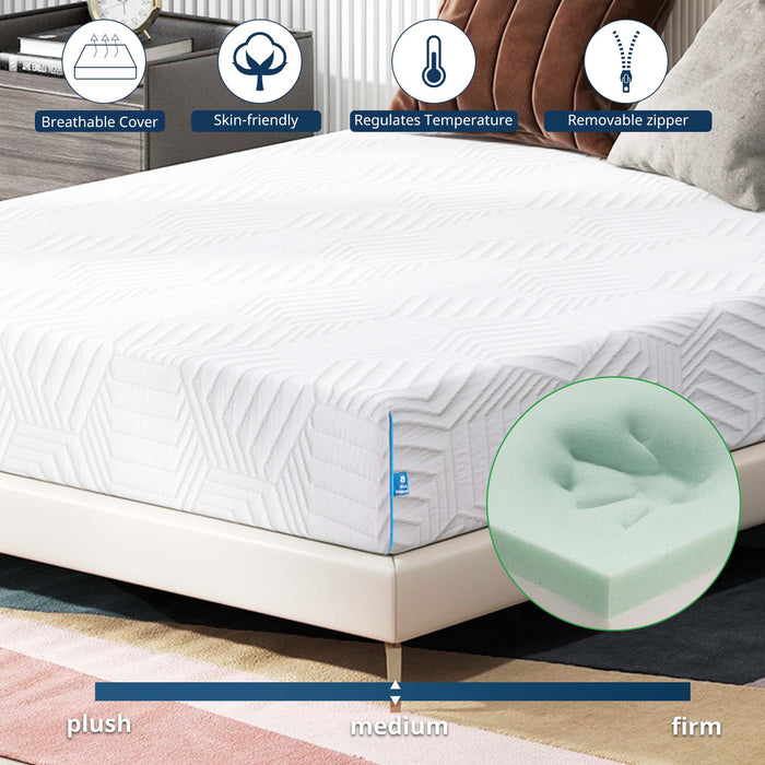 12 Inch TXL Size, Medium Firm Cool Gel Foam Mattress with Breathable Soft Fabric Cover