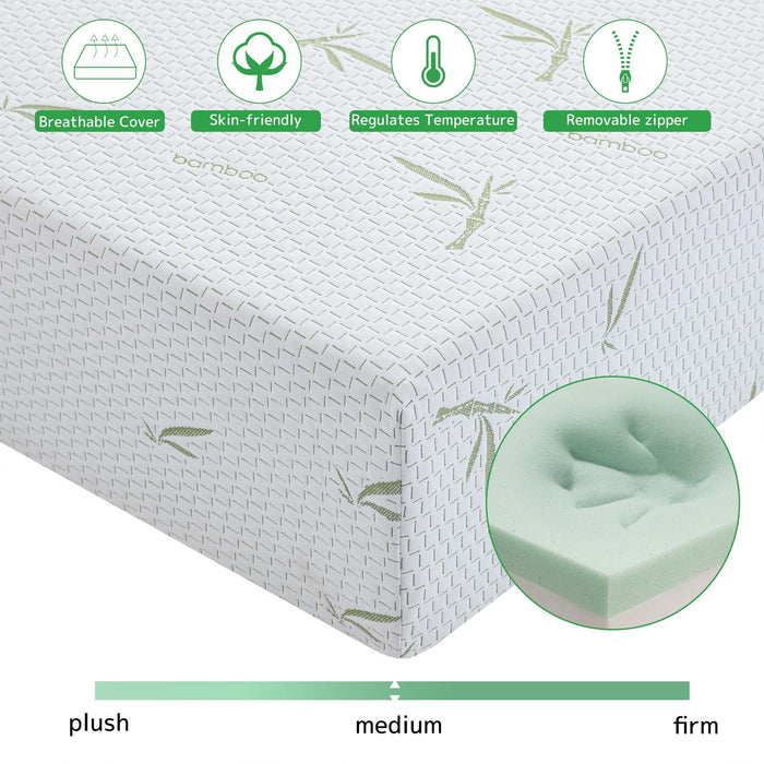 6 Inch Full Size Mattress Gel Memory Foam Mattress with Soft Fabric Zippered Cover, Pressure Relief Bed Mattress, CertiPUR-US Certified, Mattress In A Box