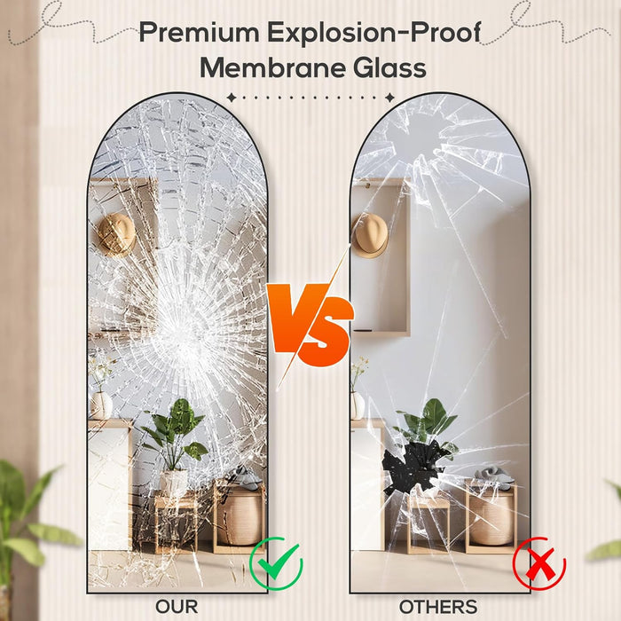 21"x64" Arched Mirror Full Length, Body Wall Mirrors with Shatter-Proof Glass, Floor Standing, Hanging or Leaning, Large Tall Arch Mirror with Stand Aluminum Alloy Frame for Bedroom Cloakroom