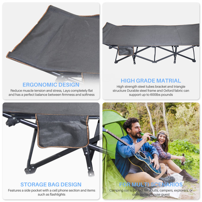 Bigleap Camping Cot, Folding Camping Cot Heavy Duty Sleeping Bed with Pilllow for Home Office Travel, Camping, Red
