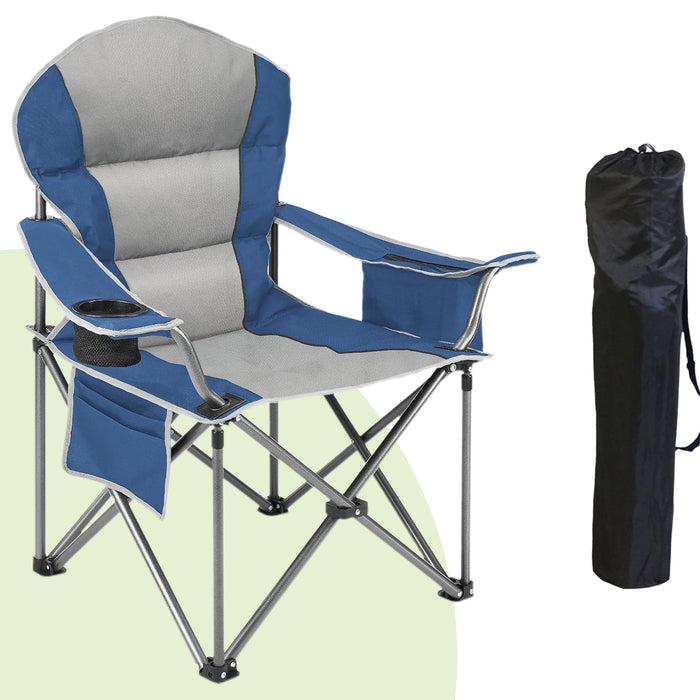 Simenmax Foldable Camping Chair Set of 2, Folding Camp Chairs for Adults, Large Portable Lawn Chair for Outdoors Fishing, Hiking, Travel, Picnic, Beach,Blue Gray