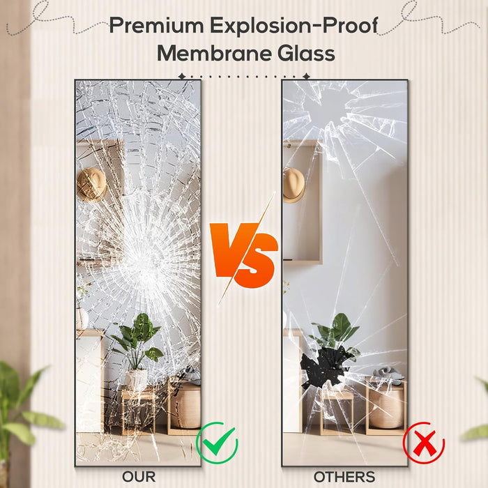 Bigleap 21"x64" Mirror Full Length, Body Wall Mirrors with Shatter-Proof Glass, Floor Standing, Hanging or Leaning, Large Tall Mirror with Stand Aluminum Alloy Frame for Bedroom Cloakroom