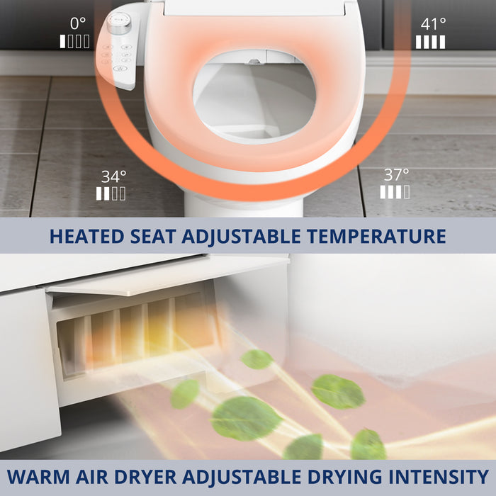 WOod-it Smart Bidet Toilet Seat with Wireless Remote and Side Panel, Multiple Spray Modes, Adjustable Heated Seat, Warm Water and Air Dryer, Auto LED Nightlight
