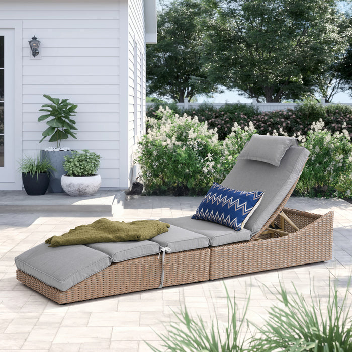 Pre-Assembled Outdoor PE Wicker Chaise Lounge, Waterprrof Patio Folding Lounge Chairs, Outside Poolside Lounger, Rattan Recliners with Adjustable Backrest for Garden, Poolside, Balcony - 1 Pack