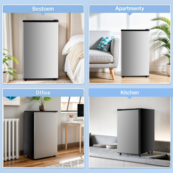 Bigleap Mini Fridge for Bedroom 3.2 Cu.Ft Small Refrigerator with Freezer for Dorm Office,Silver