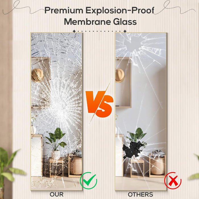 21"x64" Mirror Full Length, Body Wall Mirrors with Shatter-Proof Glass, Floor Standing, Hanging or Leaning, Large Tall Mirror with Stand Aluminum Alloy Frame for Bedroom Cloakroom