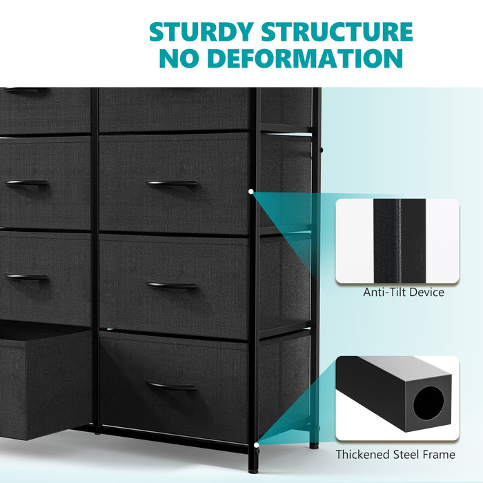 Bigleap 8 Drawer Dresser, Fabric Storage Tower Organizer with Wood Top and Steel Frame for Bedroom, Closet, Hallway, Entryway,Black