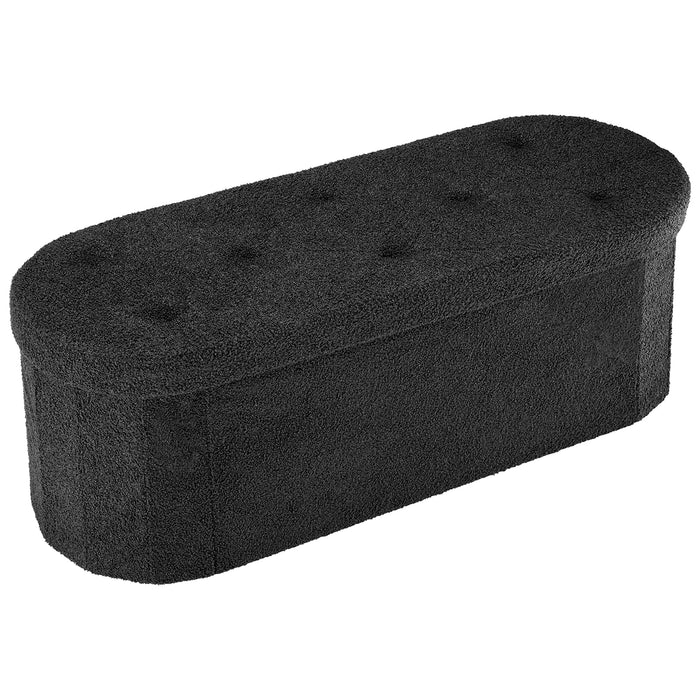 Taoset Upholstered Storage Ottoman Bench, Oval Storage Seat with Dividers for Bedroom, Living Room, Boucle Black, 43 inch