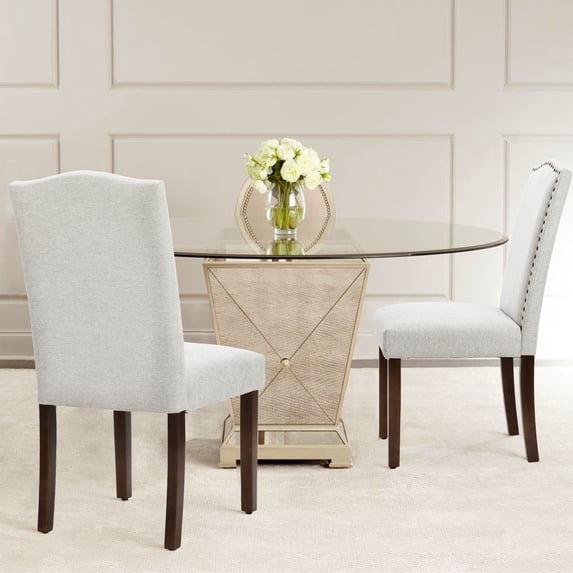 Dining Chairs Set of 2, Modern Upholstered Fabric Chairs with Nailhead Trim and Wooden Legs for Kitchen, Dining Room, or Living Room