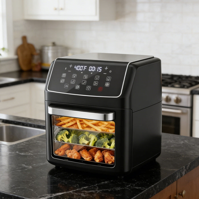 Blorly Air Fryer, 12.6-Quart Smart Air Fryer, 12-in-1 Functions - Air Fry, Roast, Reheat, Dehydrate, Bake, Steam, and More, 400°F Max Temperature, Pink