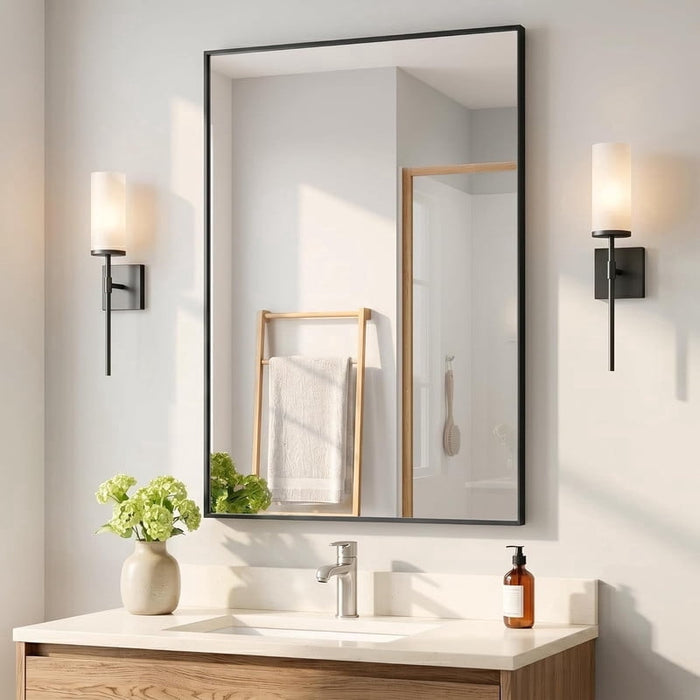 Simenmax Bathroom Vanity Mirror, 40"x30" Black Bathroom Mirror, Wall Mirrors with Aluminum Metal Frame for Bathroom, Vanity, Bathroom.