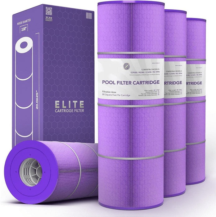 Betcozy Pool Filter Cartridge, 4-PACK, Compatible with Pentair , Clean and Clear, Unicel, Filbur, 20 1/16" x 7", 80 SQ FT, Aseptic Hex-Flo Filtration, USA-Based