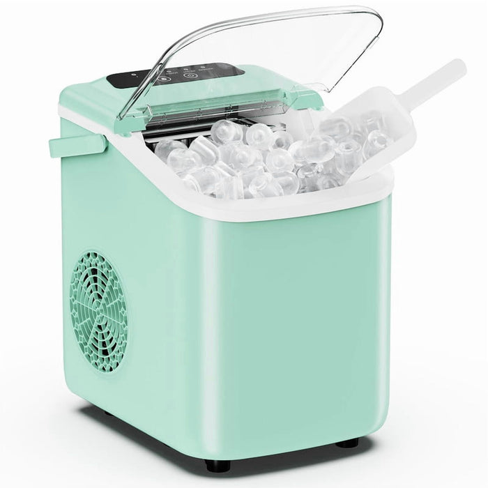 Bigleap Ice Maker Countertop, 26lbs per 24H, 9 Cubes in 6-8 Mins, Self-Cleaning Portable Ice Machine with Handle for Home, Kitchen, Office, RV, Green