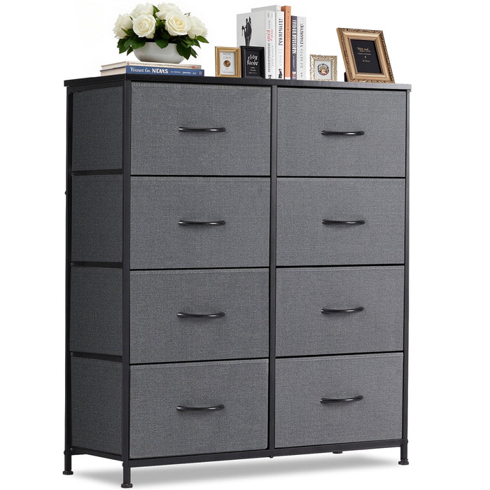 Nextay 8-Drawer Fabric Dresser for Bedroom, Storage Dresser Closet with Steel Frame & Wooden Top for Living Room, Dressing Room, Entryway, Grey