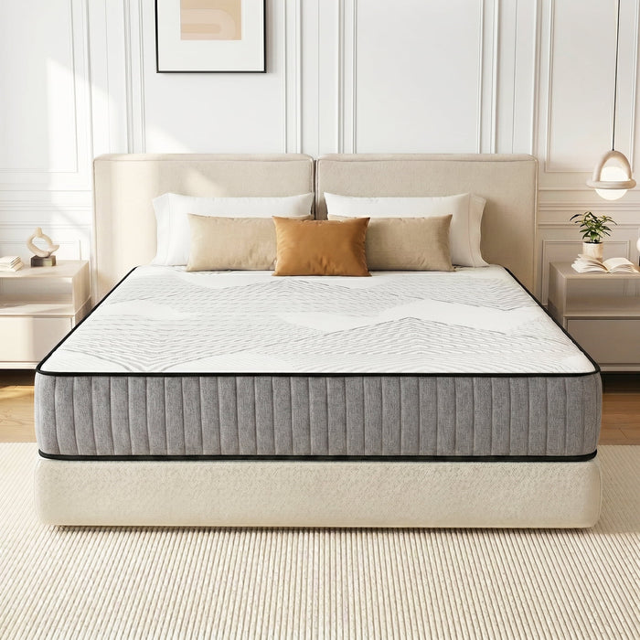 Hybrid Mattress, 10.5 Inch Twin Mattress in a Box, Multi-Layer Foam Wrapped Springs, Suitable for Adults & Kids