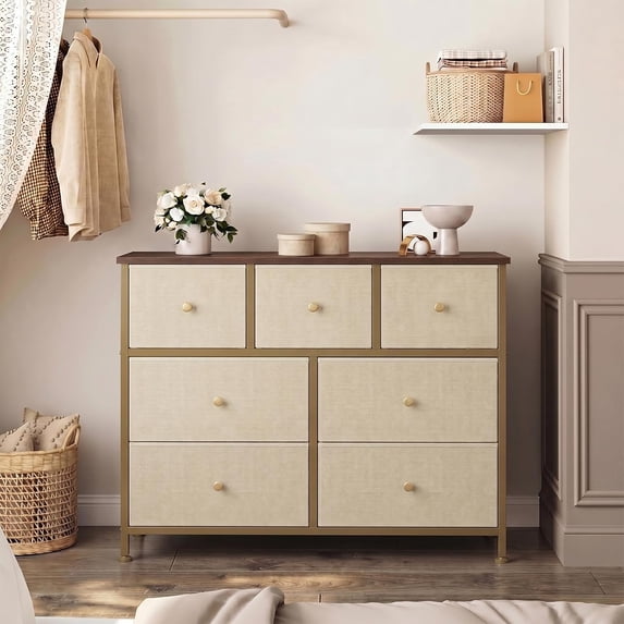 4/5/7/8/9 Drawer Dresser, TINKLE WELL Wide Fabric Storage Chest for Bedroom, Living Room, Closet