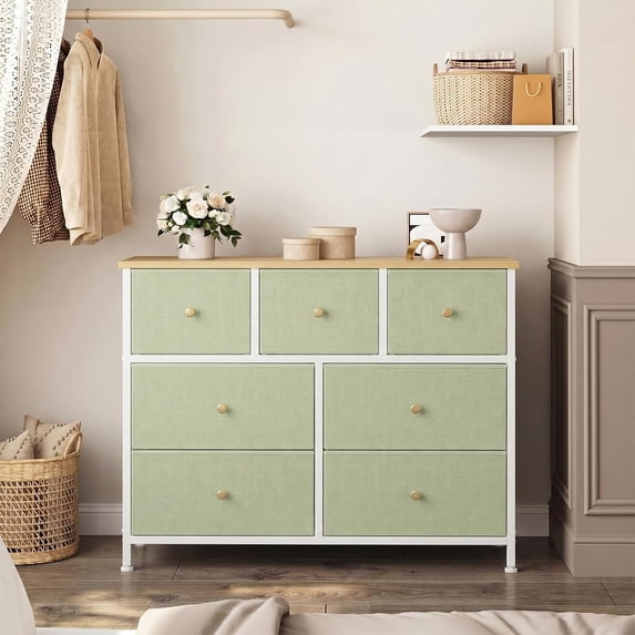 4/5/7/8/9 Drawer Dresser, TINKLE WELL Wide Fabric Storage Chest for Bedroom, Living Room, Closet