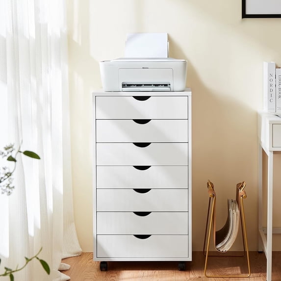 Drawer Wood File Cabinet with Wheels, Rolling Storage Organizer for Home Office