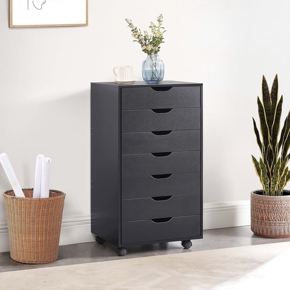 Drawer Wood File Cabinet with Wheels, Rolling Storage Organizer for Home Office