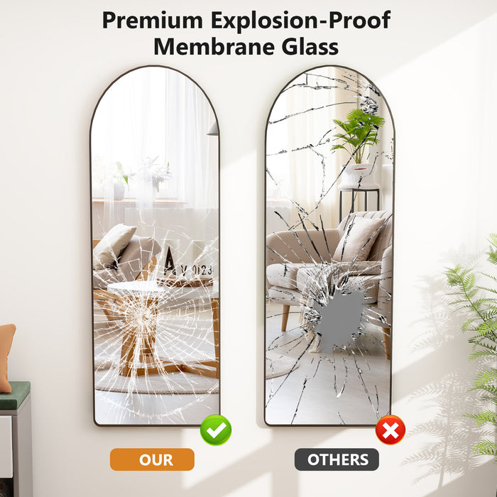 Simenmax Arched Full Length Mirror, Full Body Floor Mirror with Stand,Black, 59"x16"