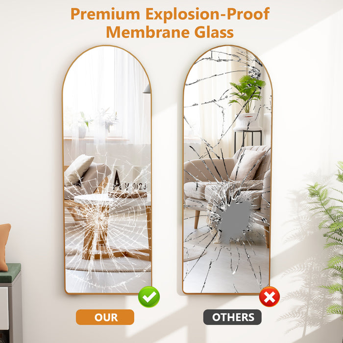 Simenmax Arched Full Length Mirror, Full Body Floor Mirror with Stand,Gold, 59"x16"