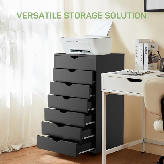 Drawer Wood File Cabinet with Wheels, Rolling Storage Organizer for Home Office