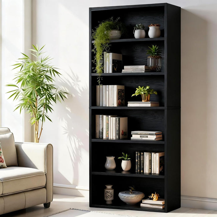 Blorly Large Bookcase, 5-Tier 63 Inch Tall Industrial Storage Wall Shelf, Display Shelf for Living room, Bedroom, Black