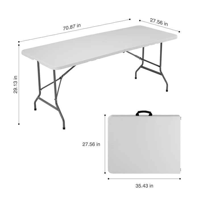 Beddle 6ft Folding Table Outdoor Indoor Heavy Duty Portable Plastic Desk with Carrying Handle for Camping Picnic Party