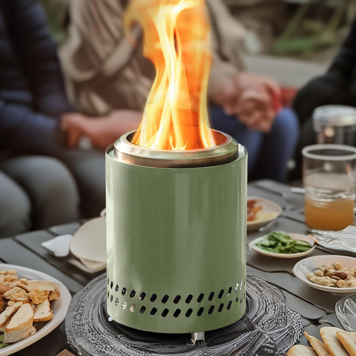 Tabletop Fire Pit, 7 inch Smokeless Fire Pits Outdoor Mini Firepit, Stainless Steel Portable Fireplaces Low Smoke