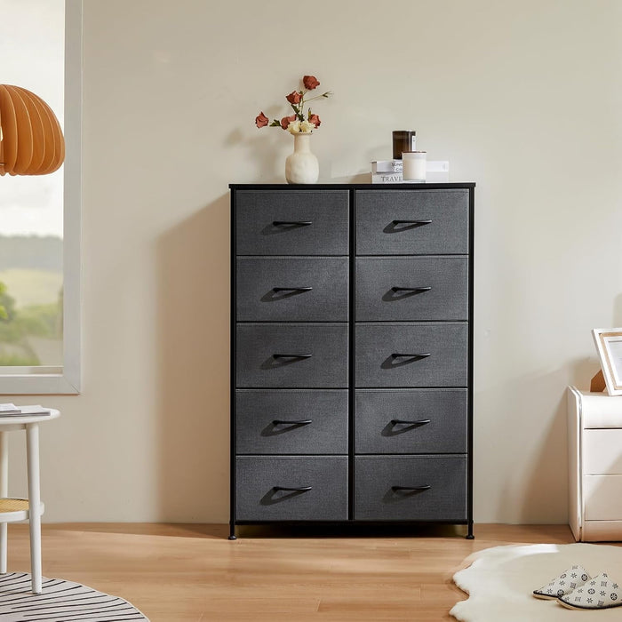 Betcozy 10-Drawer Tall Storage Tower, Giant Vertical Organizer for Living Room, Hallway,Gray