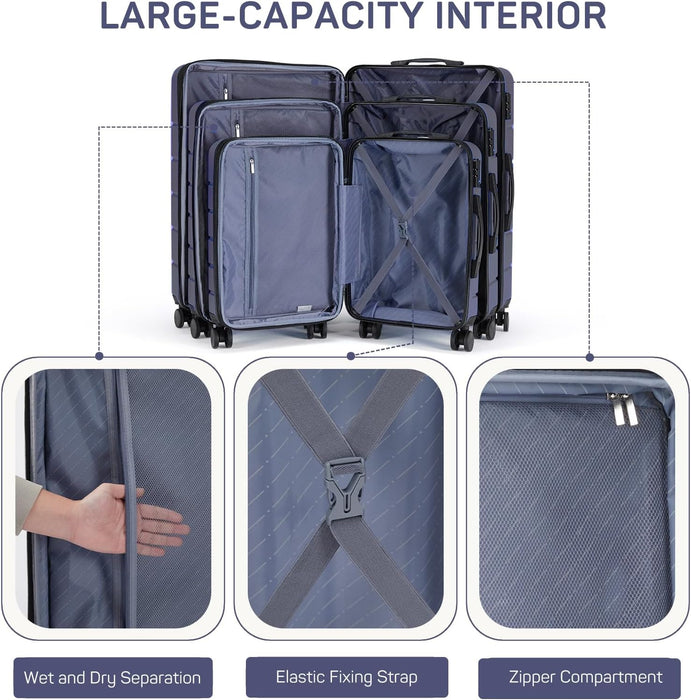 Bigleap Carry-On Luggage, 20 inch Hard Shell Rolling Suitcase for Travel Expandable Lightweight with Spinner Wheels TSA Lock,Blue